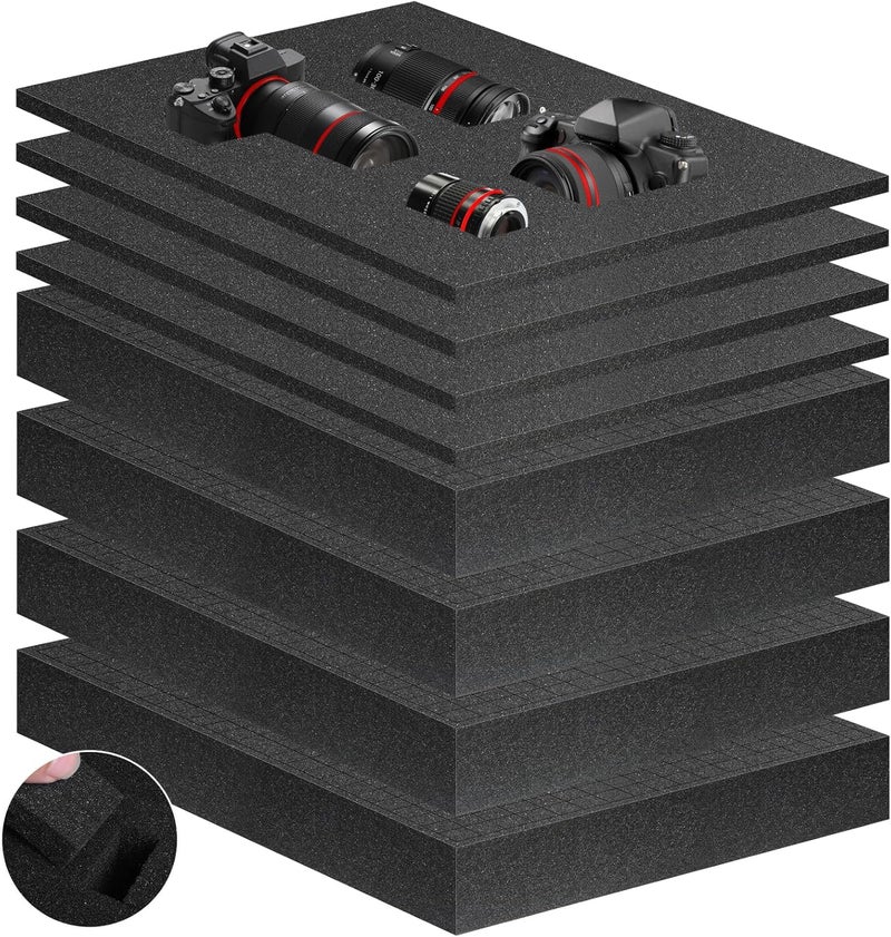 Eunice 4Pcs 16 x 12 x 0.4 Inch Polyurethane Foam Sheets & 4Pcs 16 x 12 x 2 Inch Cuttable Foam Inserts for Cases, Packing Foam Pads for Tool Box, Camera Storage and Crafts - Image 1